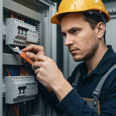 Reliable electrician working on a home electrical panel