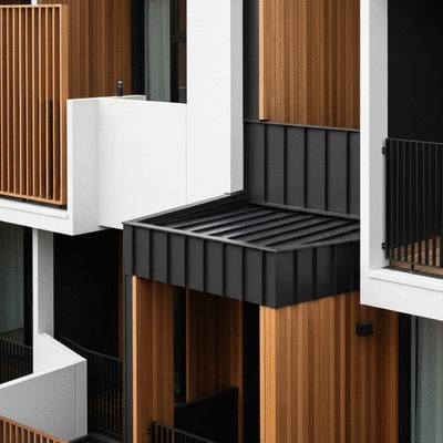 Close-up of a high-quality building material and architectural detail in a Kew unit